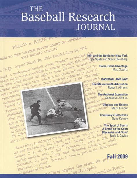 Fall 2009 Baseball Research Journal Society For American Baseball