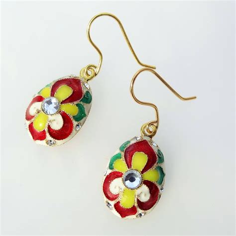 Faberge Egg Earrings Nice Pansies Plated With 24 Etsy