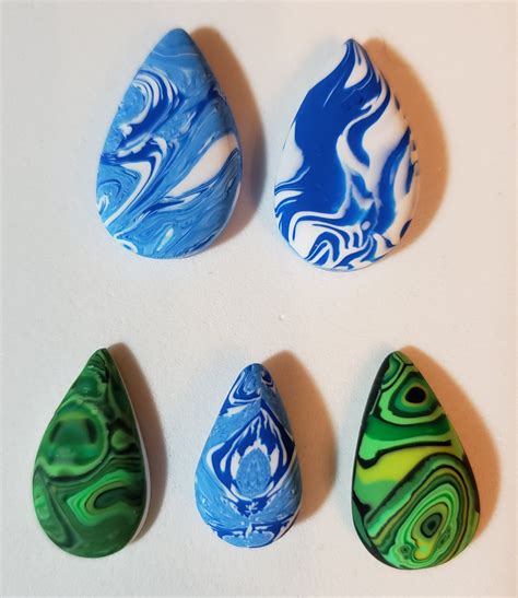 Polymer Clay Cabochons Lot Of 26pcs Teardrops Etsy