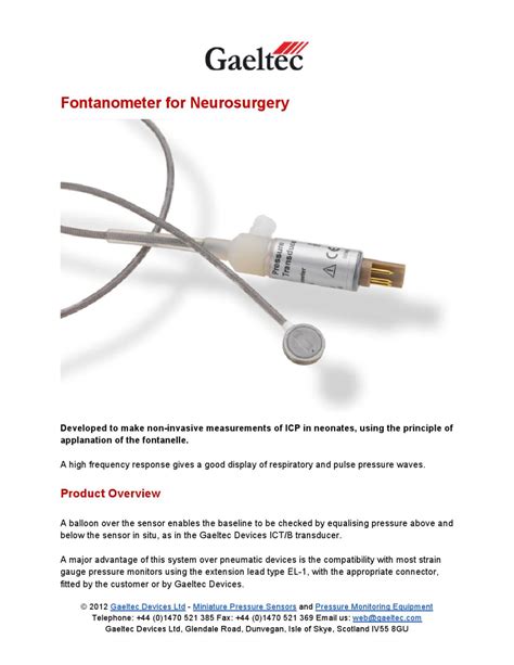 Fontanometer For Neurosurgery Gaeltec Devices Ltd By Gaeltec Devices Ltd Issuu