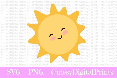 Sun SVG, Cute Sun Clipart, Happy Summer Sunshine Cut File, Sun With ...