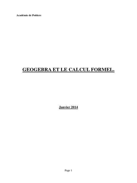 PDF Geogebra Et Le Calcul Formel DOKUMEN TIPS