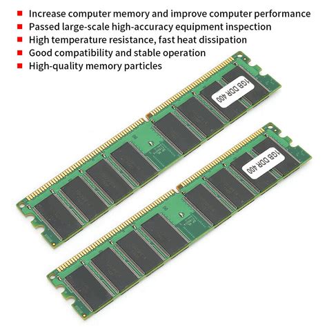 2Pcs 1GB DDR Desktop Memory RAM PC 3200 400Mhz 184 Pin 2 6V Double