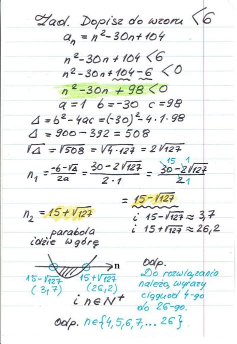 wyznacz wszystkie wyrazy ciagu an n² 30n 104 mniejsze od 6 BLAGAM DAJE