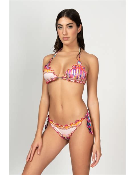 Me Fui Bikini Triangolo Frou Frou E Slip Nodi Regolabile Silver Lake