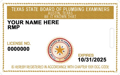 Responsible Master Plumber – Texas State Board of Plumbing Examiners