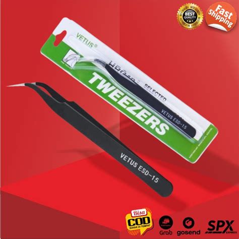 Jual Pinset Tweezer Bengkok Lurus Alat Jepit Offset Capit Penjepit Anti