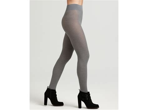 Lyst Falke Merino Wool Ribbed Tights In Gray