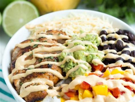 Chipotle Lime Chicken Taco Bowl With Mango Chipotle Sauce Spoonful Of Flavor