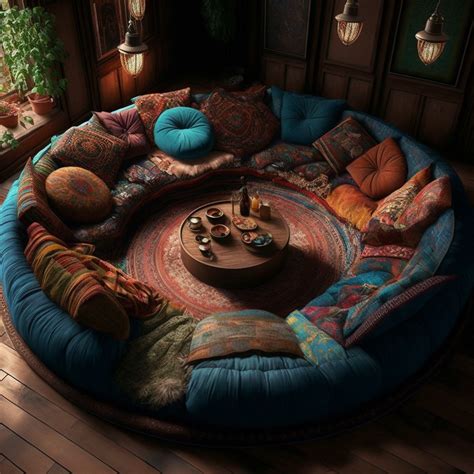 Check Out This AI Generated Bohemian Style Conversation Pit Dream House