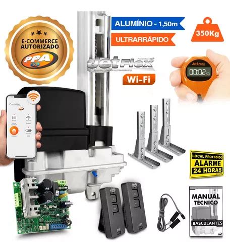 Kit Motor Ppa Bv Home Jet Flex Alum Wifi 3 Sup Portão 350kg