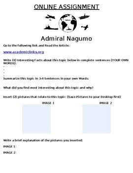 Admiral Nagumo Online Assignment by Northeast Education | TPT