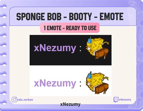 Bikini Bottom Emotes Bob Booty Emote Ready To Use For Etsy