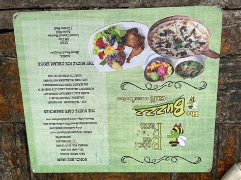 Menu at Bohol Bee Farm restaurant, Dauis