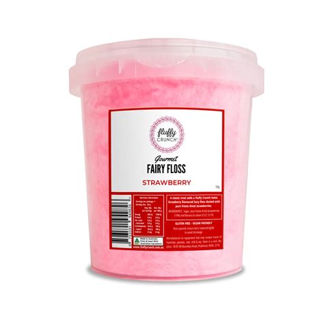 Fluffy Crunch Gourmet Fairy Floss Tub 50g Strawberry Usa Candy Factory