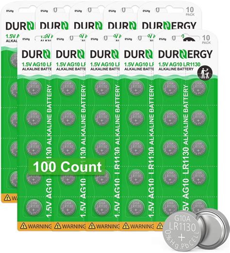 Durnergy Lr1130 Battery 100 Pack Ag10 Button Cell Batteries 389 Watch Battery