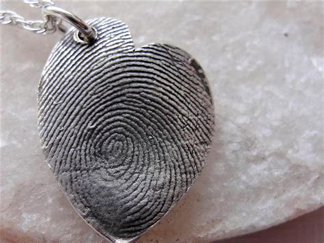 Custom Fingerprint Heart Necklace Sterling Silver Freeform Off Etsy