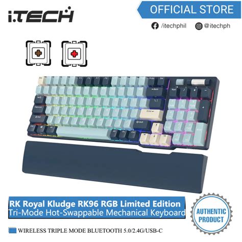 Rk Royal Kludge Rk Rgb Limited Edition Tri Mode Hot Swappable Mechanical Keyboard Forest Blue