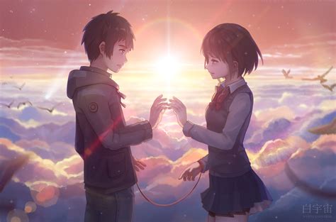 Mitsuha Miyamizu Taki Tachibana Kimi No Na Wa Romance Couple Anime