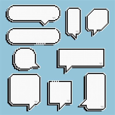 Collection Set Of Retro Game Bit Line Pixel Speech Bubble Balloon