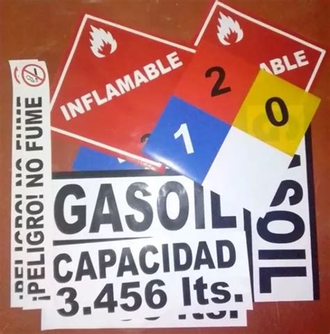 Kit Calcoman As Rombos Nfpa Gasoil Gasolina Combustible Mercadolibre