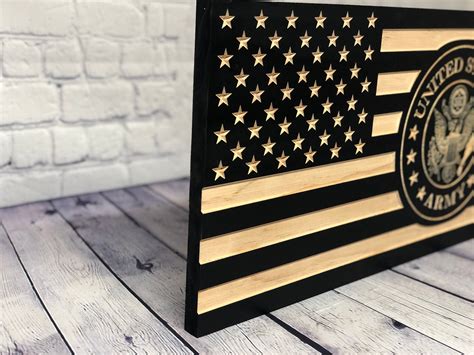 American Flag Wood CNC carved ARMY military flag | Etsy