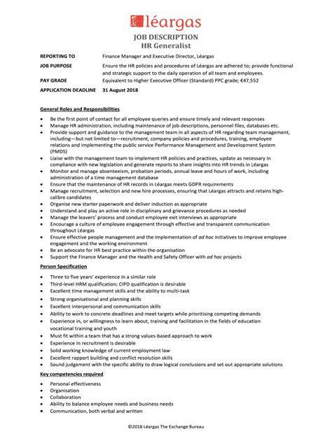 Hr Executive Job Description Fill Online Printable Fillable Blank