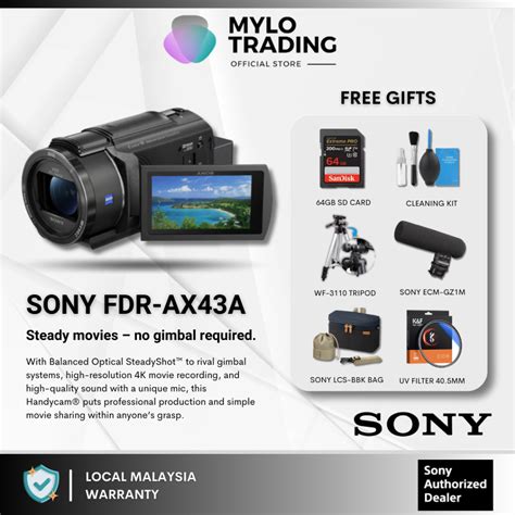 Sony Fdr Ax43a Ax43 A And Ax43 4k Uhd Handycam Camcorder Value Package