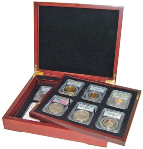 Coin Slab Box Wood Display For 12 Graded Coin Slabs Safe Collecting