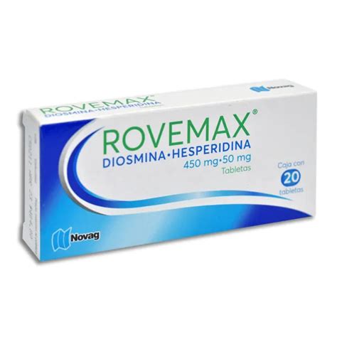 Rovemax Diosmina 450 Mg Hesperidina 50 Mg Caja Con 20 Tabletas