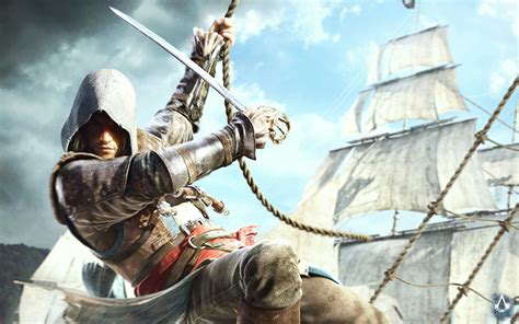 Fonds Decran Assassins Creed Assassins Creed 4 Black Flag Guerrier Capuche Sabre Jeux