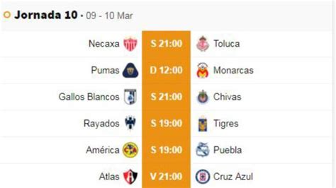 Fechas Y Horarios De La Jornada 10 Del Clausura 2019 De La Liga Mx As