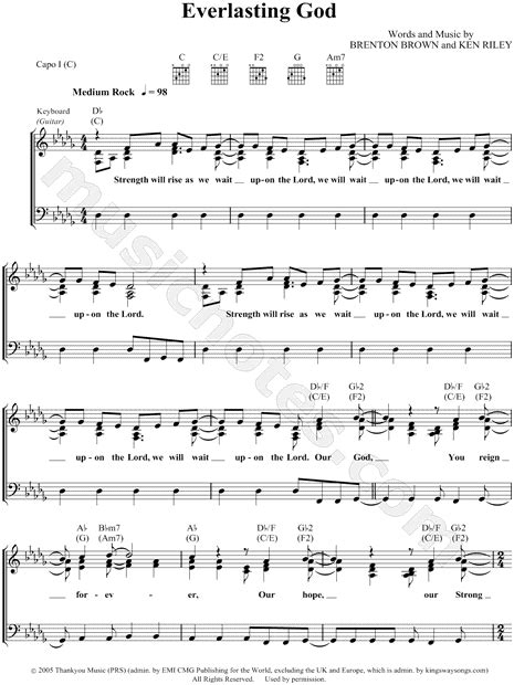 Chris Tomlin Everlasting God Sheet Music In Db Major Transposable