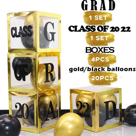 Buy 2022 Graduation Party Decoration Black Gold 4pcs Gold Balloon