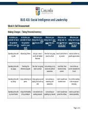 Week 4 Self Assessment Exercise Rtf BUS 415 Social Intelligence And