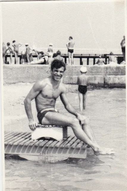 1960S HANDSOME NUDE Muscular Man Beach Jock Beefcake Trunks Russian