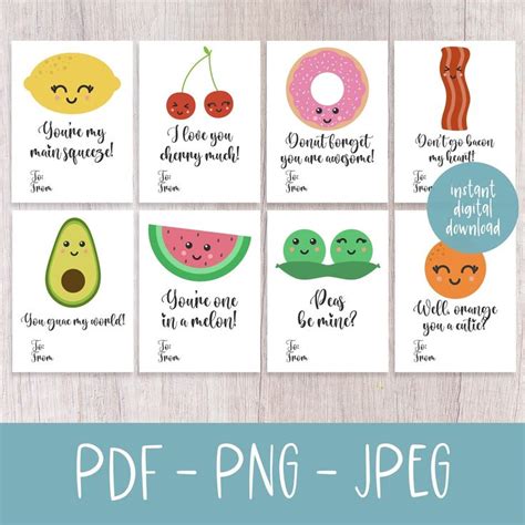 Food Pun Gift Tags Punny Valentines Printable Valentine's Day Food Pun ...