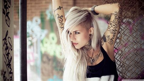 Blonde Tattoo Sara Fabel Women Model HD Wallpaper Rare Gallery