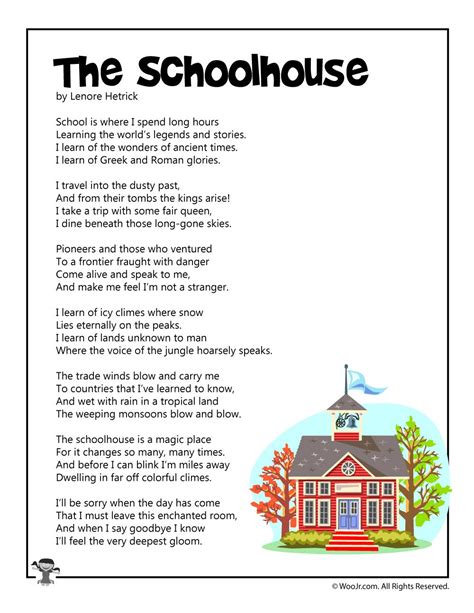 The Schoolhouse Poetry For Children Woo Jr Kids Activities