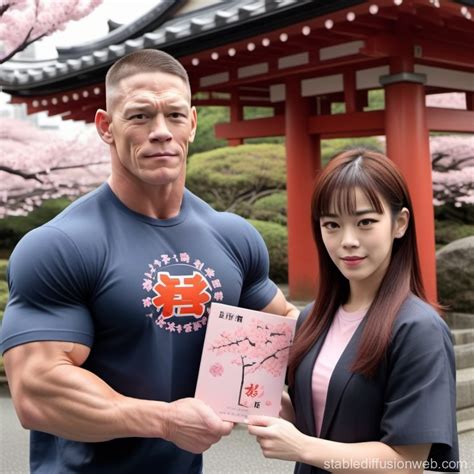 John Cena's Visit to Japan with Sakura | Stable Diffusion Online