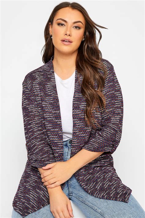 Plus Size Navy Blue Stripe Textured Cardigan Yours Clothing