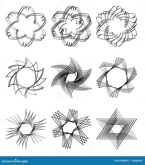 Set of Calligraphic Design Star Shapes in Black Outline. Vector EPS10 ...