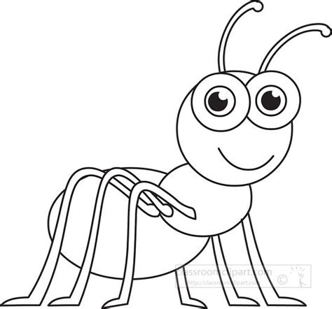 Animal Outline Clipart-ant character insects black white outline clipart