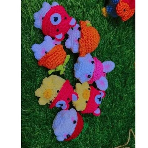 Jual Keychain Mushroom Crochet Jamur Gantungan Kunci Rajut Bebek Topi