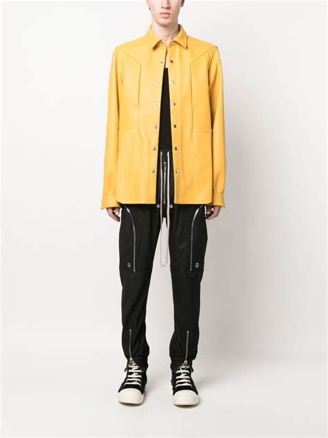 Rick Owens Leather Press Stud Shirt Farfetch