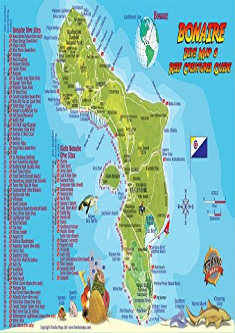 Bonaire Dive Map Reef Creatures Guide Franko Maps Laminated Fish Card