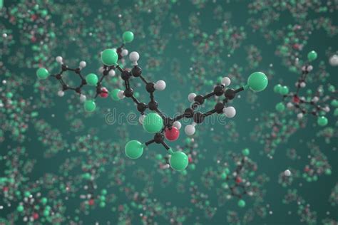 Dicofol Molecule Ball And Stick Molecular Model Chemical 3d Rendering