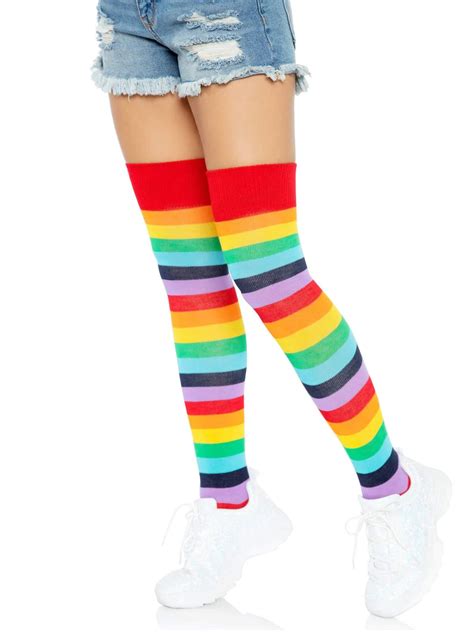 Spandex Rainbow Striped Thigh Highs Abracadabranyc