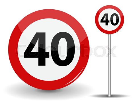 Round Red Road Sign Speed limit 40 ... | Stock vector | Colourbox