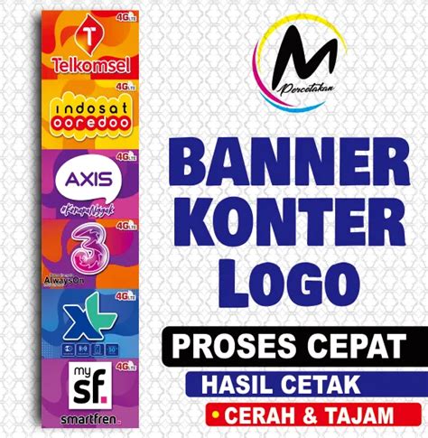 Banner Konter Logo Spanduk Hiasan Dinding Konter Ukuran 35 X 150 Cm